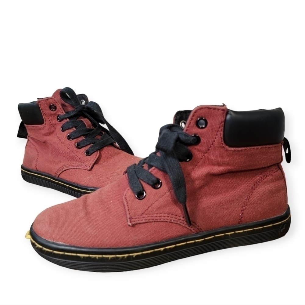 Dr. Martens Maelly Canvas Lace Up Ankle Boots Red Women's Size 6